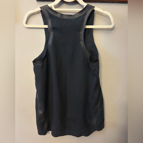 Rag & Bone Racer Back Tank Top with Faux Leather Trim Black Size Small - Picture 3 of 6